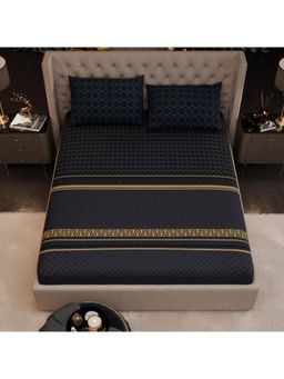Stoa Paris - Imperial Grandeur Obsidian Suite Black 200TC Fitted Bedsheet with 2 Pillow Covers (King)