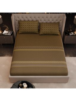 Stoa Paris - Imperial Grandeur Sienna Brown 200TC Fitted Bedsheet with 2 Pillow Covers (King)