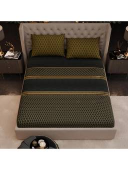Stoa Paris - Imperial Grandeur Verde Empire Green 200TC Fitted Bedsheet with 2 Pillow Covers (King)