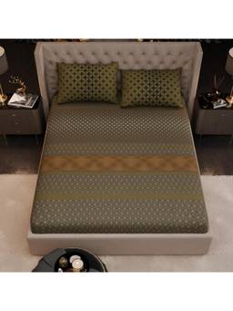 Stoa Paris - Imperial Grandeur Garden Grove Taupe 200TC Fitted Bedsheet with 2 Pillow Covers (King)