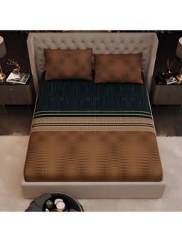 Stoa Paris - Imperial Grandeur Amzonite Brown 200TC Fitted Bedsheet with 2 Pillow Covers (King)