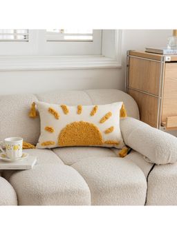 Bungalow and Beyond - White Sun Tufted Cotton Cushion Cover
