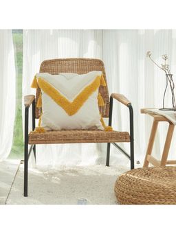 Bungalow and Beyond - Beige Tufted Cotton Square Cushion Cover