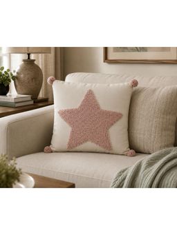 Bungalow and Beyond - Pink Star Tufted Cotton Square Cushion Cover