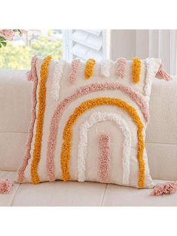 Bungalow and Beyond - Beige Boho Tufted Cotton Square Cushion Cover