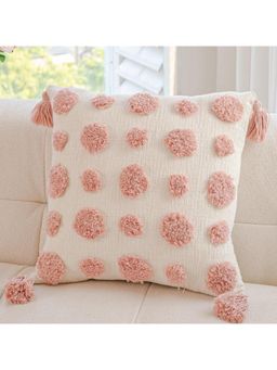Bungalow and Beyond - Beige Dot Tufted Cotton Square Cushion Cover