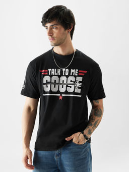 The Souled Store - Black Graphic Talk To Me Goose T-Shirt