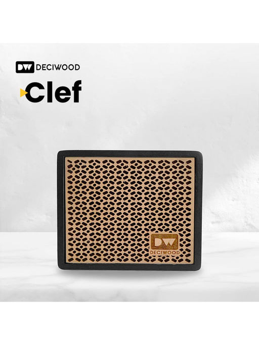 DECIWOOD Clef Portable, Bluetooth 5.0 Wooden Body 10W Wireless Speaker-Black