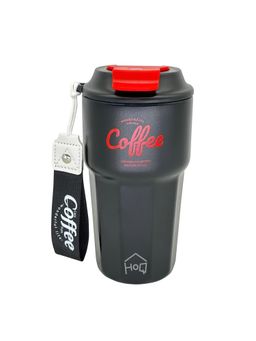 House of Quirk - Black Stainless Steel Insulated Travel Coffee Mug, 420Ml