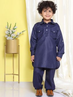 AJ Dezines - Ethnic Wear Pathani Suit for Boys-Blue (Set of 2)