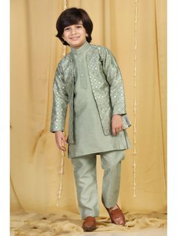 AJ Dezines - Full Sleeve Mirror Embroidery Indo-Western Kurta-Pista (Set of 3)