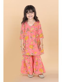 AJ Dezines - Girls Floral Printed Kurta with Sharara (Set of 2)