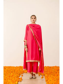 Gulabo Jaipur - Kalista Pink Straight Kurta with Pant (Set of 3)