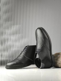 CARLO ROMANO - Men Casual Leather Chukka Boots Black