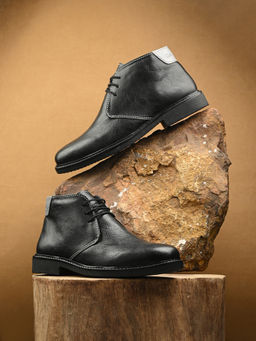 CARLO ROMANO - Men Casual Vegan Leather Chukka Boots Black