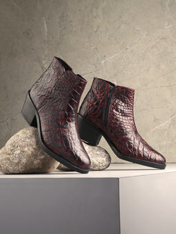 CARLO ROMANO - Women Leather Ankle Casual Boots Maroon
