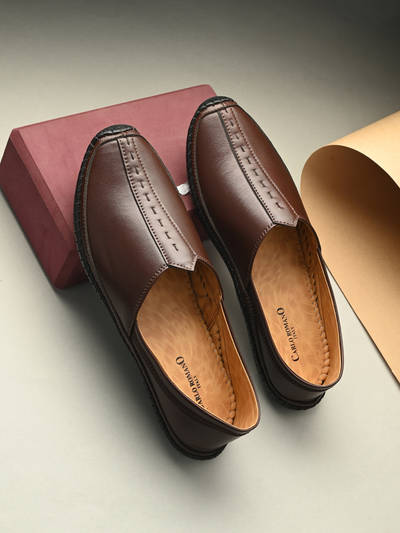 Men Vegan Leather Nagra Mojaris Brown