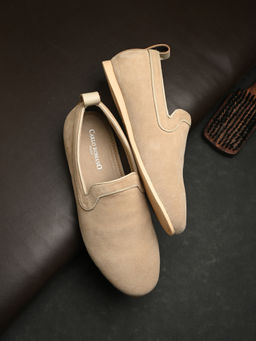 CARLO ROMANO - Men Suede Leather Casual Slip On Loafers Beige