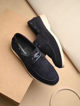 CARLO ROMANO - Men Suede Leather Casual Lace-Ups Derbies Navy Blue