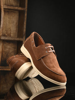 CARLO ROMANO - Men Suede Leather Casual Lace-Ups Derbies Tan