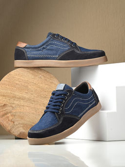 CARLO ROMANO - Men Casual Lace-Ups Sneakers Navy Blue