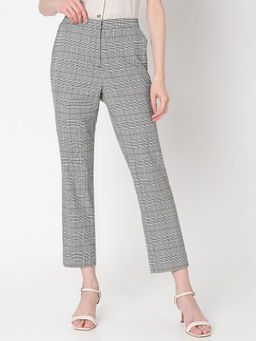 VERO MODA - Grey Mid Rise Check Pants