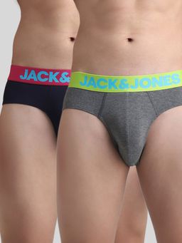 Jack & Jones - Men Typographic Multicolor Brief (Pack of 2)