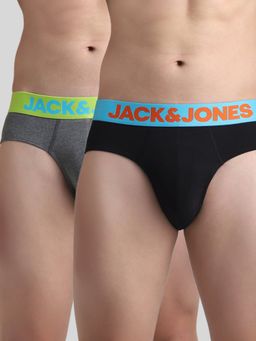 Jack & Jones - Men Typographic Multicolor Brief (Pack of 2)