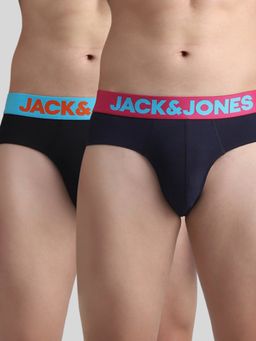 Jack & Jones - Men Typographic Multicolor Brief (Pack of 2)