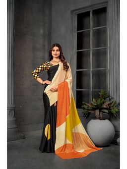 Gahan - Multi Crepe Silk Abstract Digital Printed Saree with Unstitched Blouse