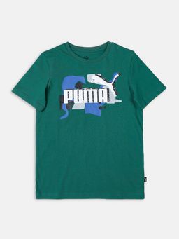 Puma - Essentials Street Art Logo Boys Green T-Shirts