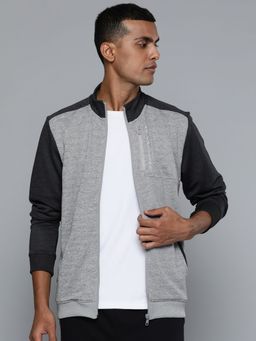 Alcis - Men Gray Black Colourblocked Running Bomber Jacket