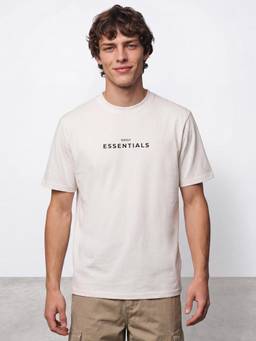 R&B - Men Ivory Short Sleeve Round Neck Typography Print T-Shirt
