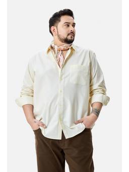 Snitch - Cream Solid Full Sleeves Regular Casual Shirt for Men