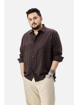 Snitch - Brown Stripes Full Sleeves Regular Casual Shirt for Men