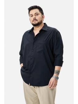 Snitch - Navy Blue Solid Full Sleeves Regular Formal Shirt for Men