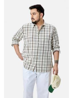 Snitch - Cream Checks Full Sleeves Regular Casual Shirt for Men