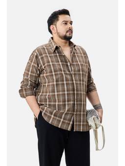 Snitch - Brown Checks Full Sleeves Regular Casual Shirt for Men