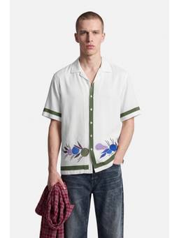 Snitch - White Floral Half Sleeves Boxy Casual Shirt for Men