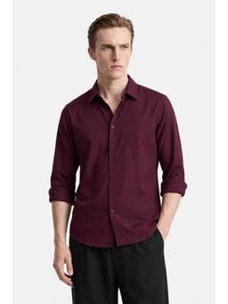 Snitch - Maroon Solid Full Sleeves Slim Formal Shirt for Men