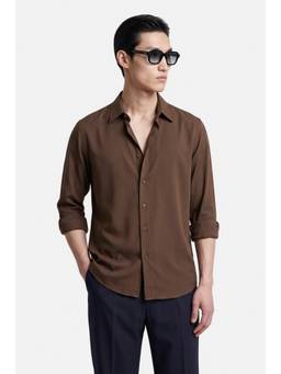 Snitch - Brown Solid Full Sleeves Slim Formal Shirt for Men