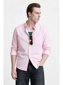 Snitch - Pastel Pink Solid Full Sleeves Regular Casual Shirt for Men
