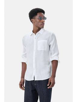 Snitch - White Solid Full Sleeves Regular Casual Shirt for Men
