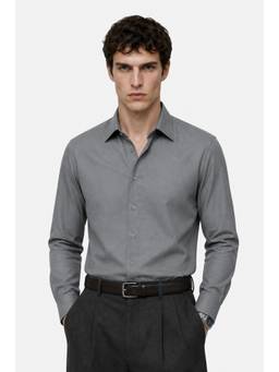 Snitch - Grey Solid Full Sleeves Slim Formal Shirt for Men