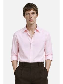 Snitch - Pastel Pink Solid Full Sleeves Slim Formal Shirt for Men