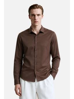 Snitch - Brown Solid Full Sleeves Slim Formal Shirt for Men