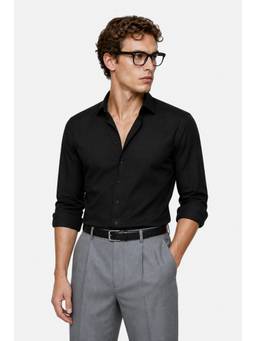 Snitch - Black Solid Full Sleeves Slim Formal Shirt for Men