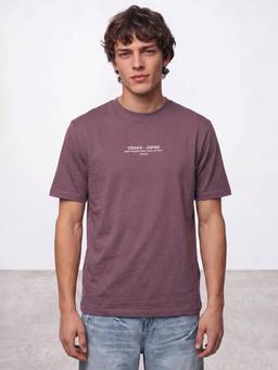 R&B - Men Mauve Short Sleeve Round Neck Typography Print T-Shirt