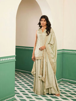 Alaya by Stage3 - Sajda Sage Green Embroidered Dupatta