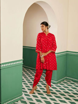 Alaya by Stage3 - Sajda Red Embroidered Flared Kurta